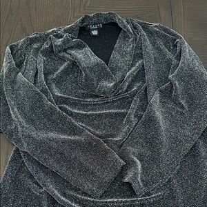 Grace Metallic Black Long Sleeve Top